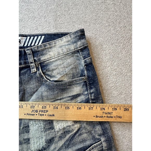 RGSTR Jeans Mens 31x30 Blue Distressed Repair Patch Slim Skinny Stretch Denim - Picture 12 of 16